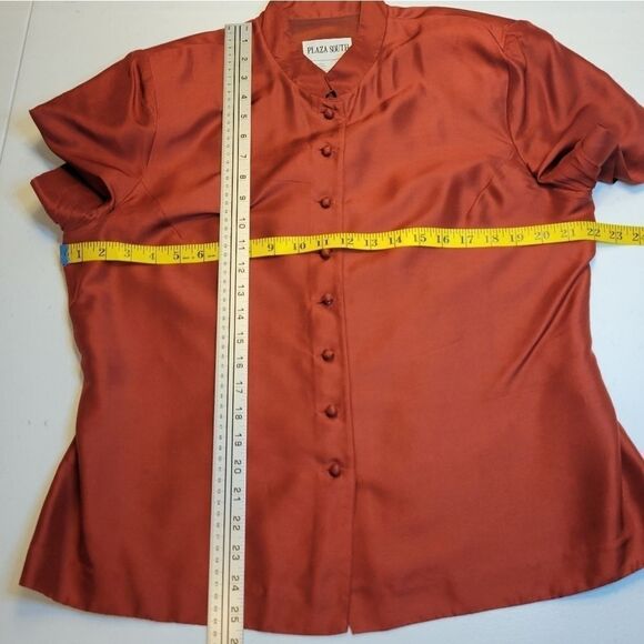 Plaza South Vintage Silk Burnt Rust Orange Maxi Skirt Blouse Matching Set - Picture 10 of 15